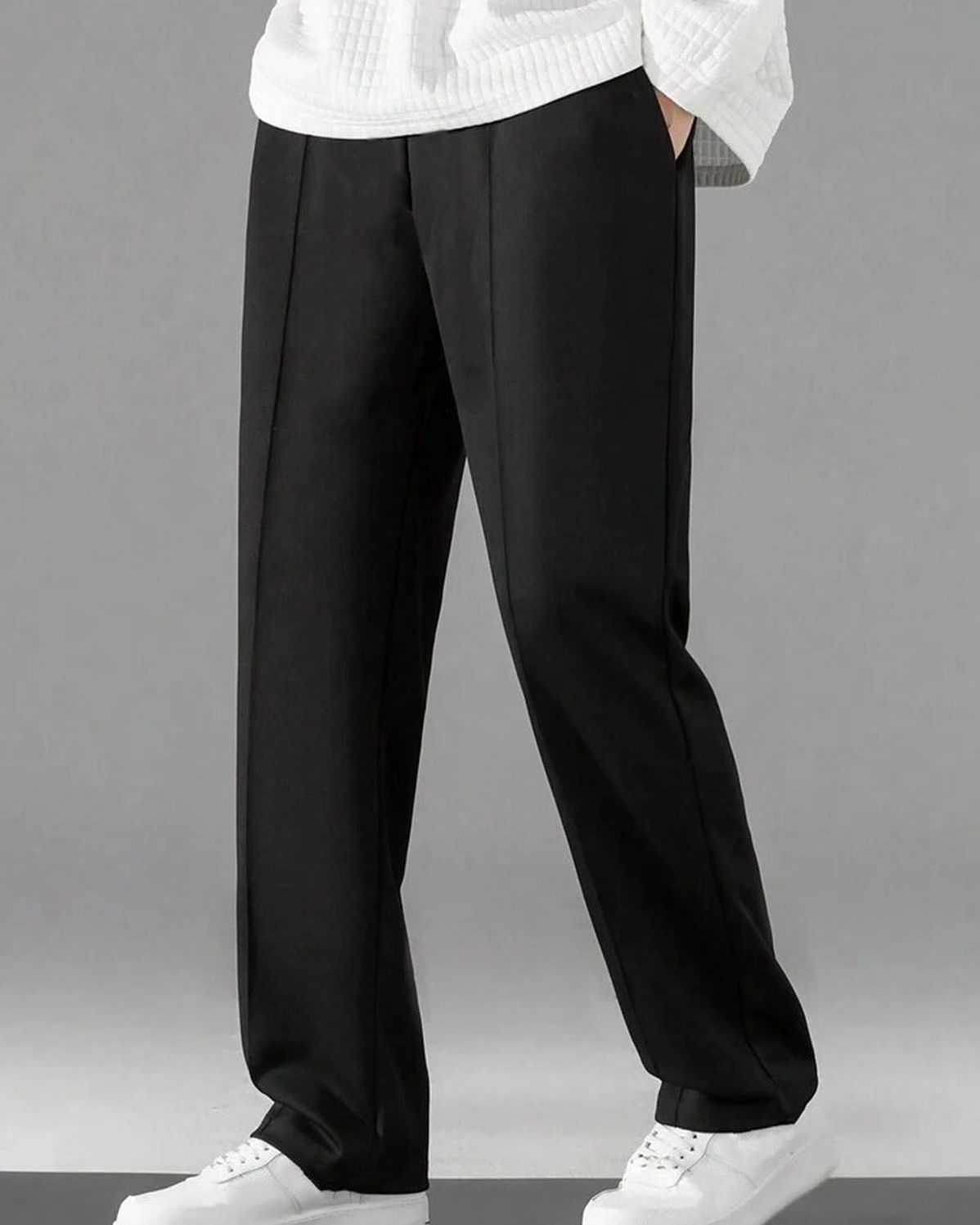 Men's Black Wide Leg Formal Trousers | Premium Relaxed Fit Office & Casual Pants