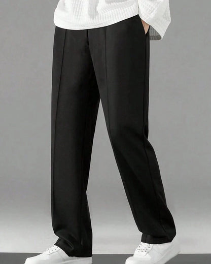 Men's Black Wide Leg Formal Trousers | Premium Relaxed Fit Office & Casual Pants