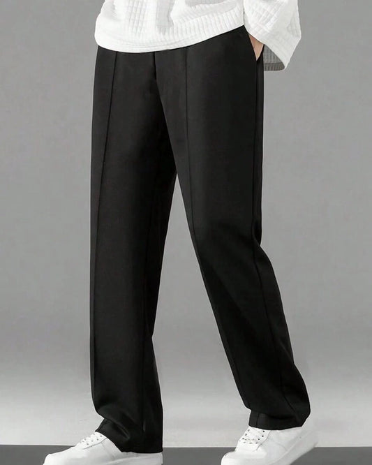Men's Black Wide Leg Formal Trousers | Premium Relaxed Fit Office & Casual Pants